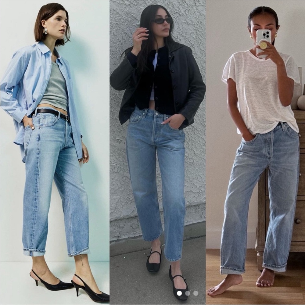 Citizens of Humanity Dahlia Bow Leg Baby Roll Ribbon Light Indigo Jeans Size 26